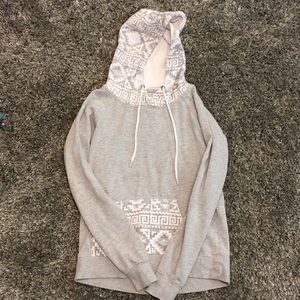 Grey hoodie with tribal print